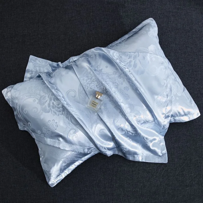 European Cool Jacquard Satin Pillowcase Set 2Pcs 48 Cooling Silk Single-Sided High-End Adult Pillowcases 74cm