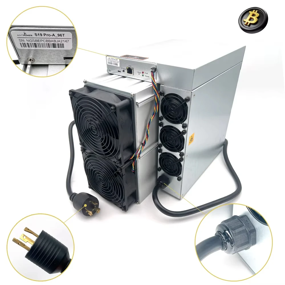 Bitmain Antminer S19J Pro 104TH/s SHA-256 Bitcoin Miner29.5J/TH طاقة منخفضة للغاية في المخزون مع PSU شحن سريع