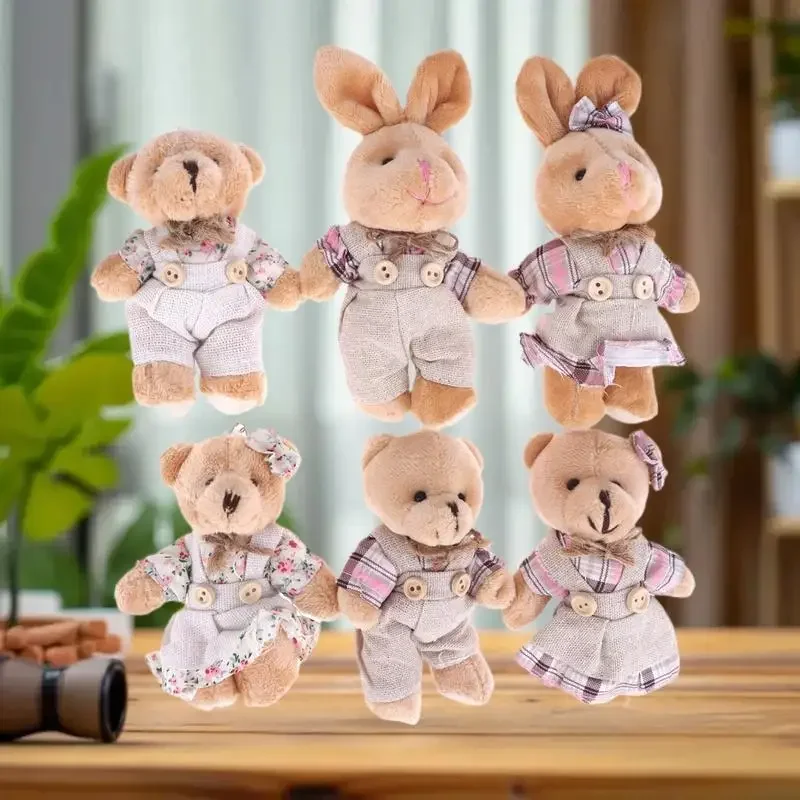 Soft Touch Little Bear Plush Doll Keychain, Stuffed Rabbit Couple Pendant, Bag Accent, Ideal Backpack Hanging Decorative Gift