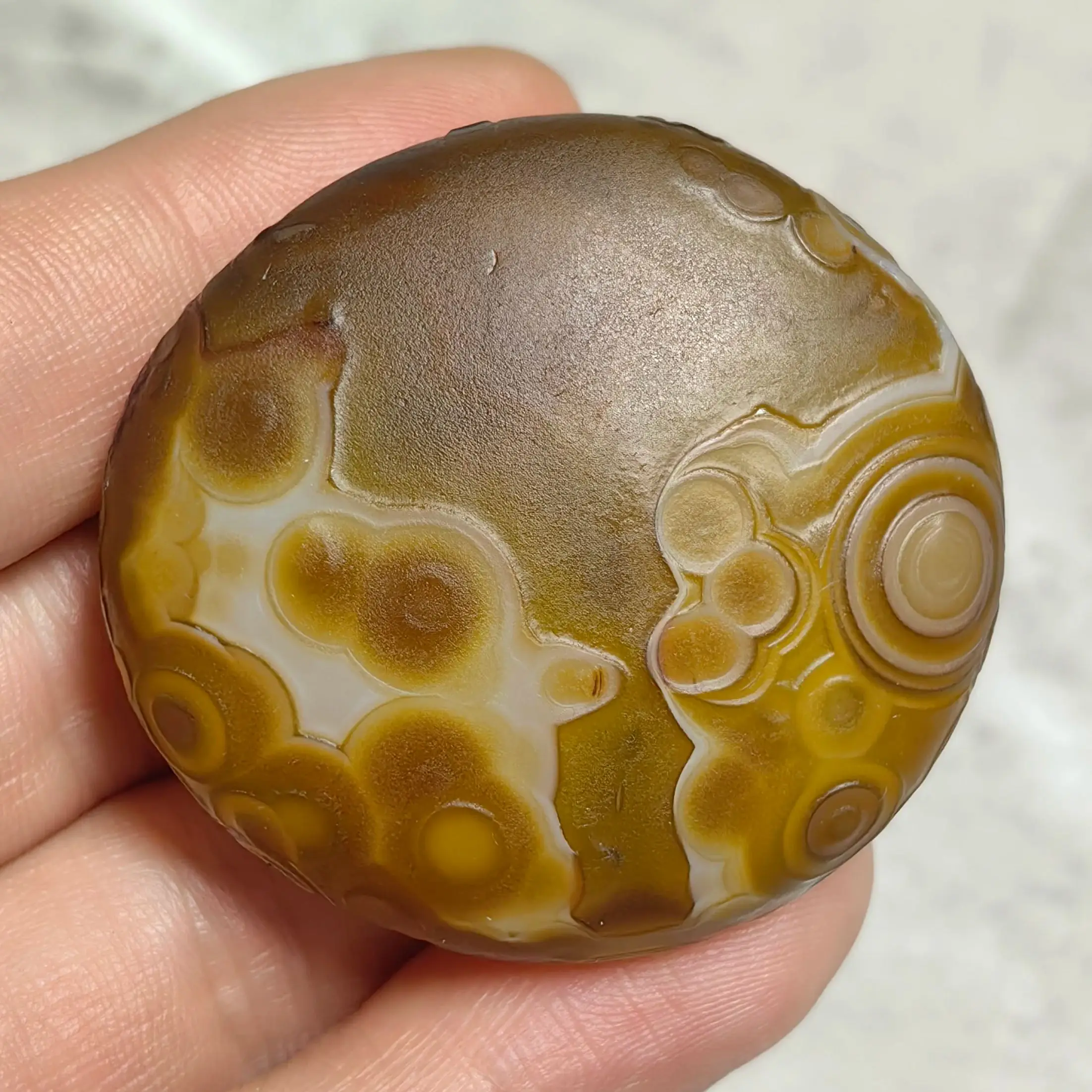 Natural Palm Stones Gobi Crystal Sardonyx Texture Eye Agate for DIY Jewelry Making Home Decor ,Wish Stone Palm Stones - view 6