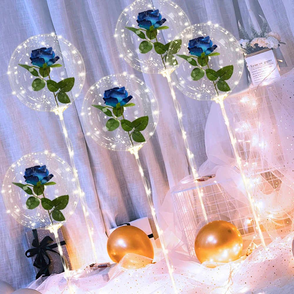 5 Led Luminous Rose Bouquet Wave Balloons (Excluding Internal Electricity) for Wedding Season, Birthday and Holiday Decoration