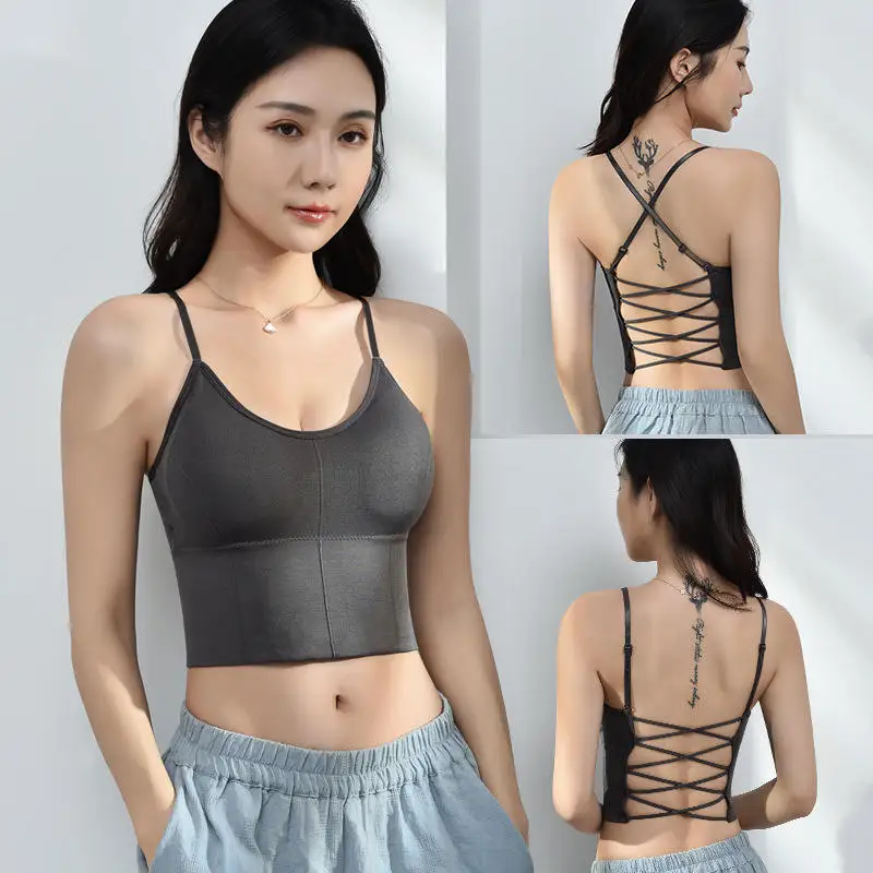 Adjustable Cross Back Bralette Women's Seamless Strapless Bandeau Tops Fashionable Comfortable Underwear New Arrival 2025