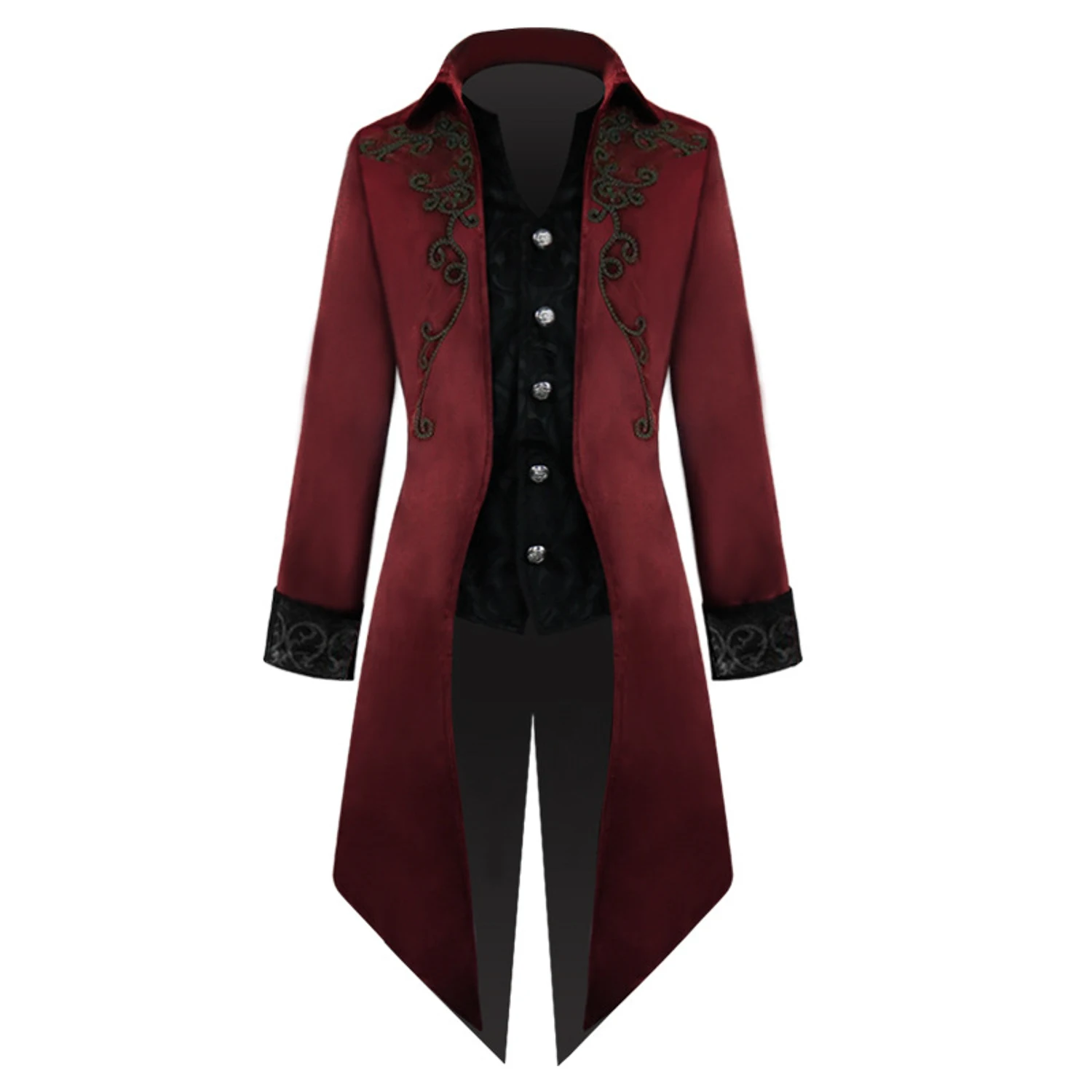 Men's Victorian Jackets Gothic PunkWindbreaker Coat Tuxedo Literary RetroSteampunk Pirate Overcoat Uniform TailcoatParty