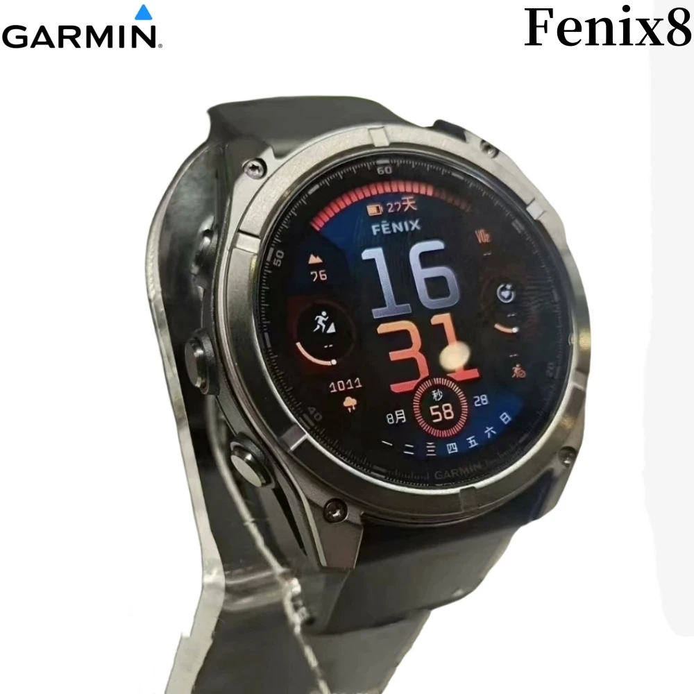 Used garmin Fenix8 solar Fenix 8 47mm titanium alloy Blood oxygen detection GPS+GLONASS+Galileo+QZSS  marathon Smart Watch 10ATM