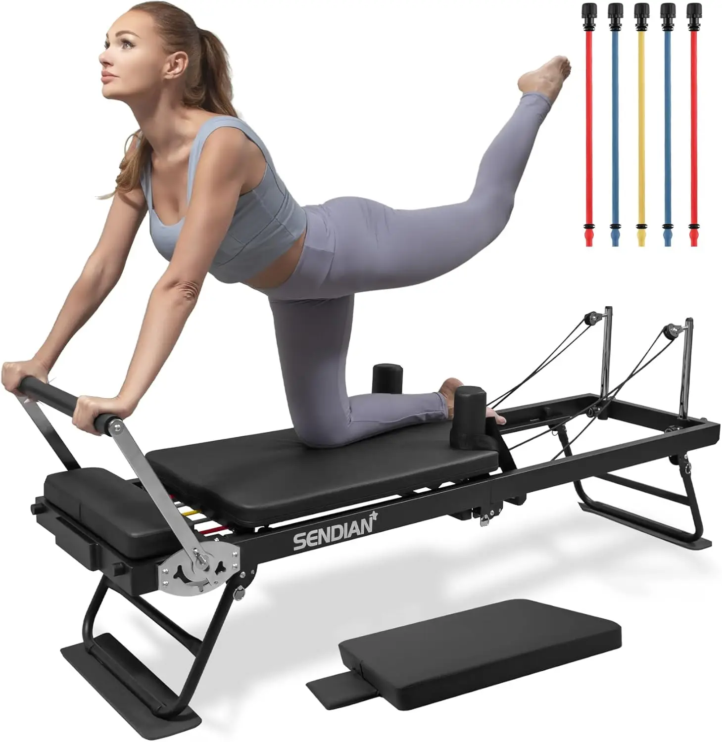 Foldable Pilates Equipment for Home Workouts,Pilates Reformer Machine for Home and Gym