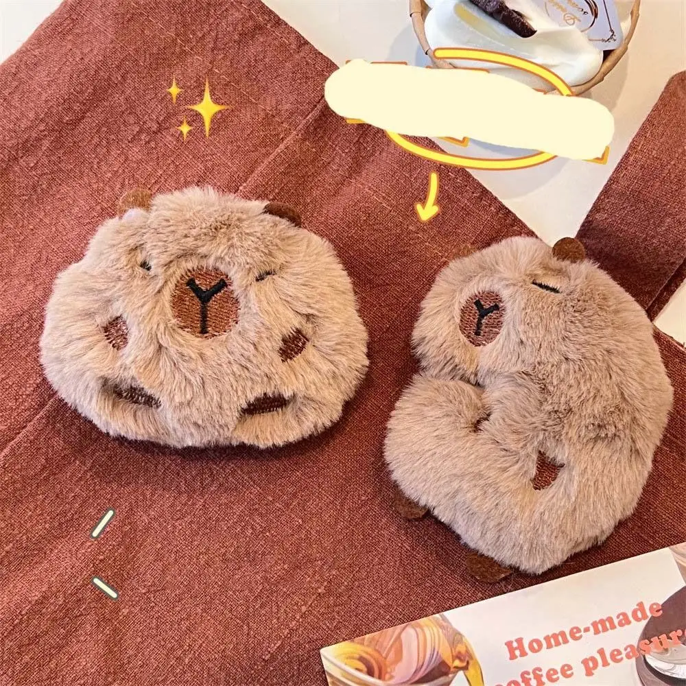 Cute Capybara Plush Doll Brooch Bag Decoration Creative Fluffy Animals Stuffed Badge Pin Birthday Gift