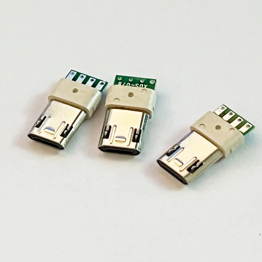 5/10pcs Micro USB 5Pin Male Plug With PCB Solder Plate Double-sided Micro 5P Connector Jack Port 4Pin Welding Wire Board Plug