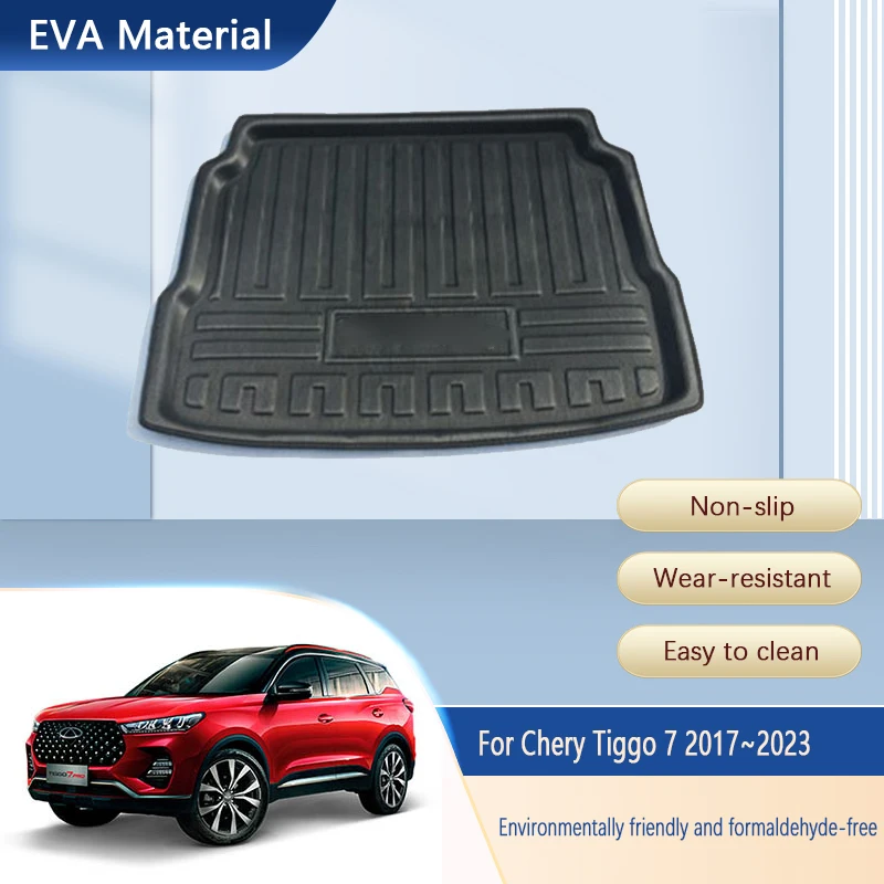 Car Rear Trunk Mats For Chirey Chery Fownix Tiggo 7 T15 Qoros Young DR F35 Plus Pro 2017~2023 Trunk Matt Carpet Car Accessories