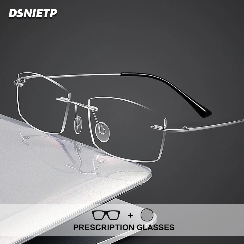 Titanium Rimless Reading Glasses Men Photochromic Anti Blue Light Frameless Glasses Frame Customized Prescription Eyewear