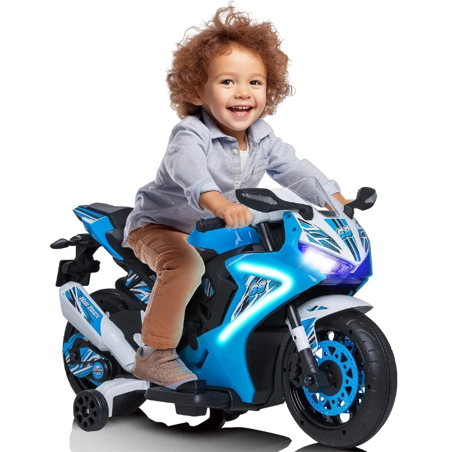 6V グロー電動幼児用バイク - 幼児用バイク、屋内/屋外用おもちゃ、耐久性、LED ヘッドライトとボディライト、リアルな S