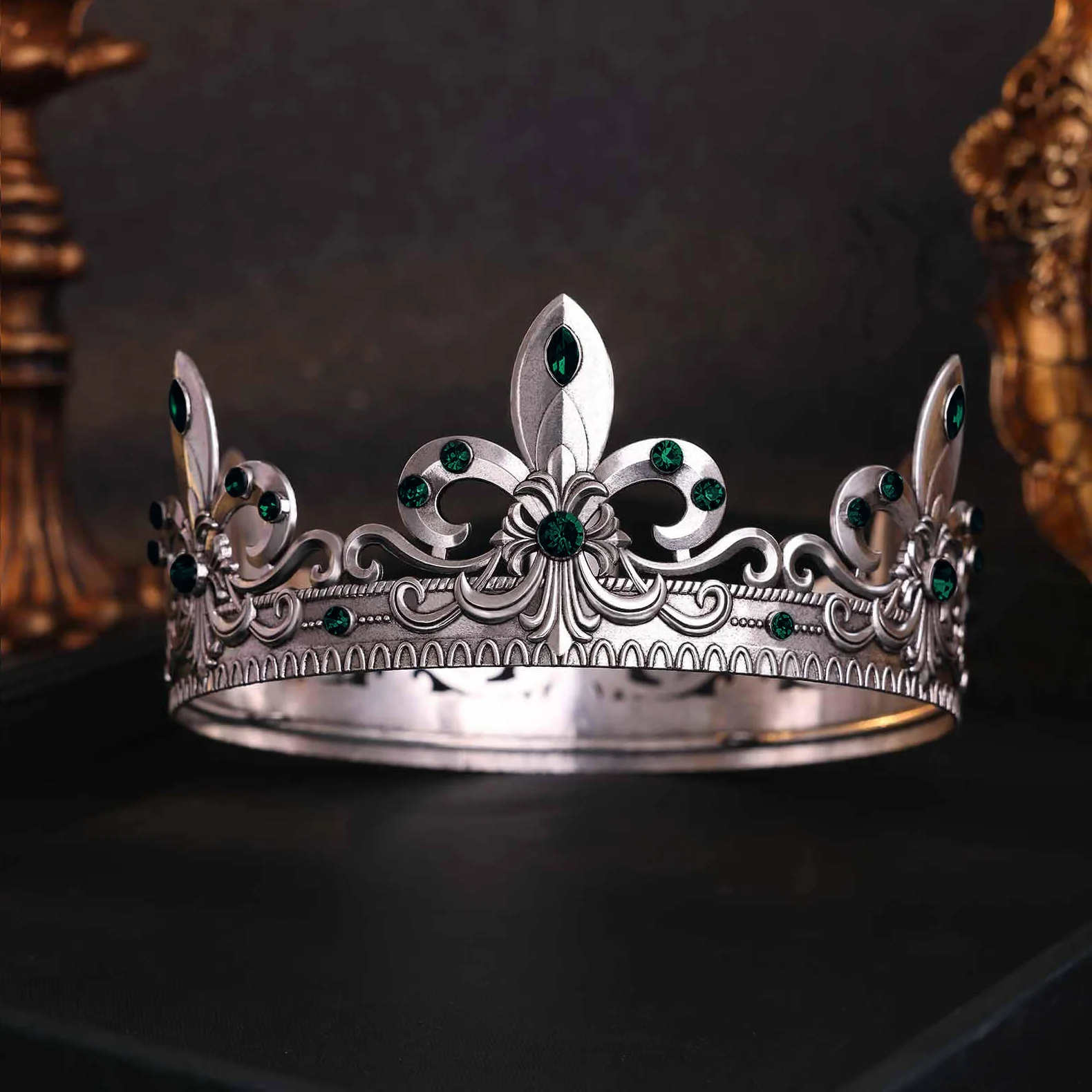 Gold/Silver King Crown for Men Prince Tiara Royal Medieval 