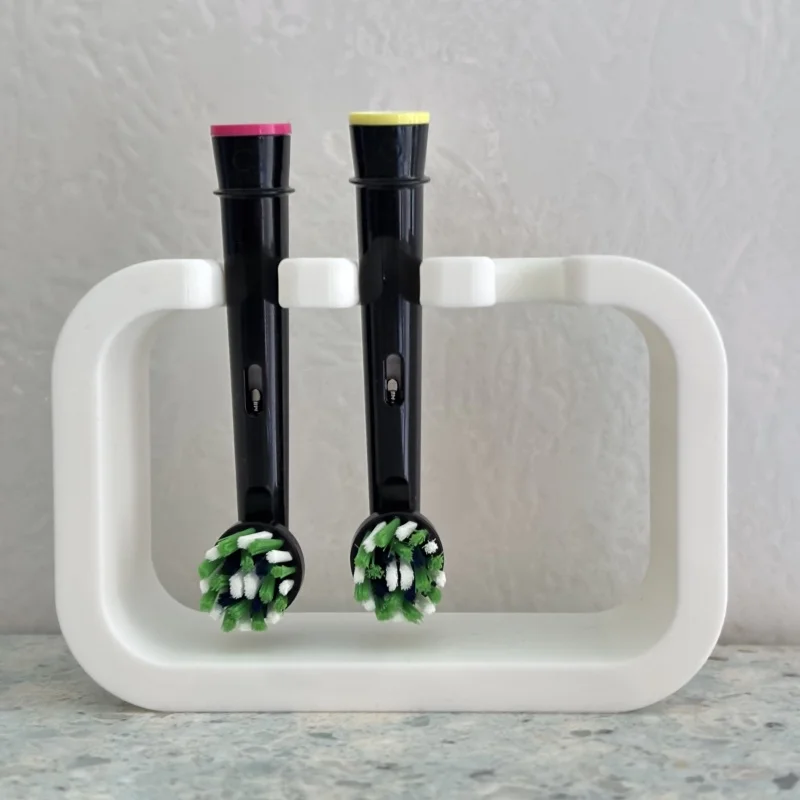 1pc Single Toothbrush Holder, Bathroom Storage Solution, Accommodates Three Toothbrush Heads, in White Color