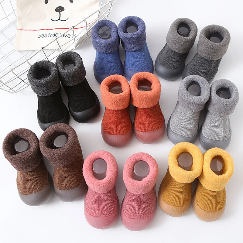 Winter Baby Shoes 0-3 Yrars Colorful Newborn First Walkers Sheepskin Thicken Toddler Shoes Stockings Soft Soled Kids Keep Warm