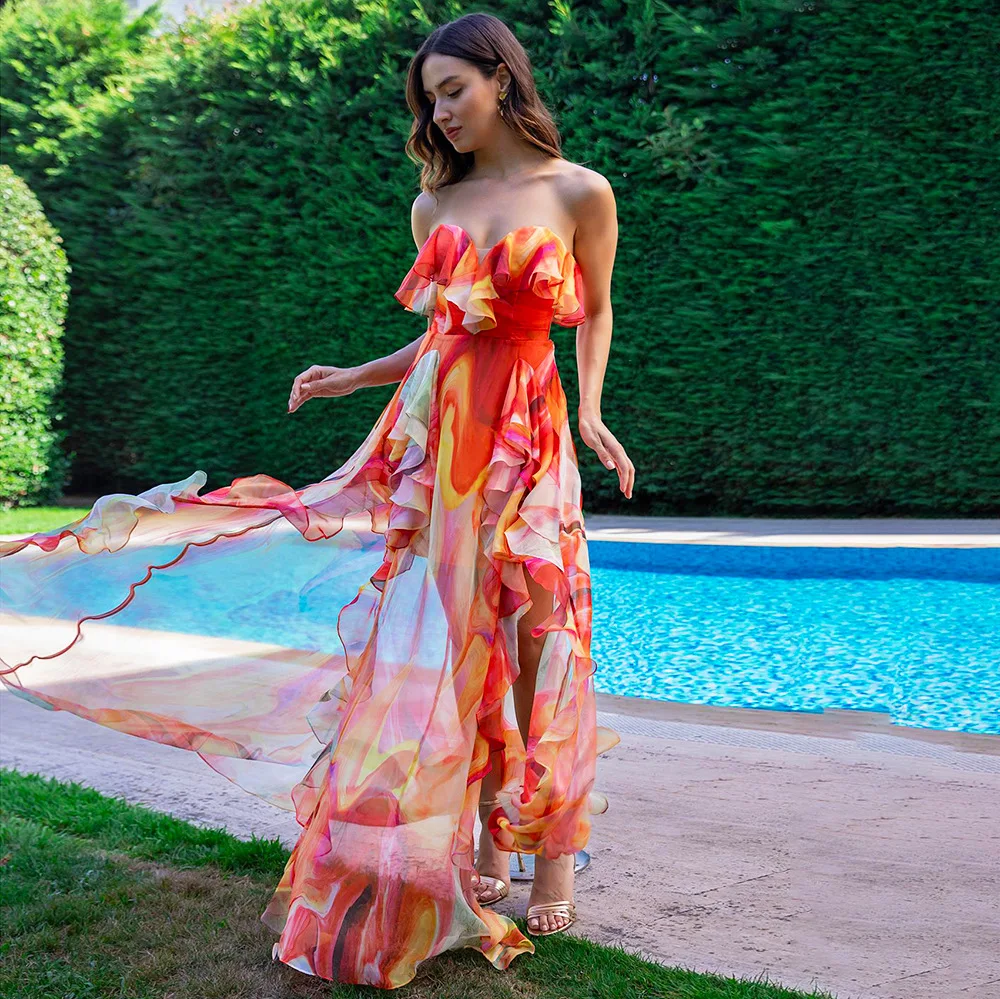 

2026 New Summer Women's Ruffled One Piece Swimsuit Beach Vacation Outfit Swimwear Set