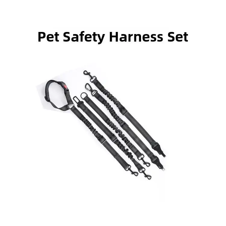 

Pet multi-function car seat belt car reflective elastic safety rope dog seat belt traction rope