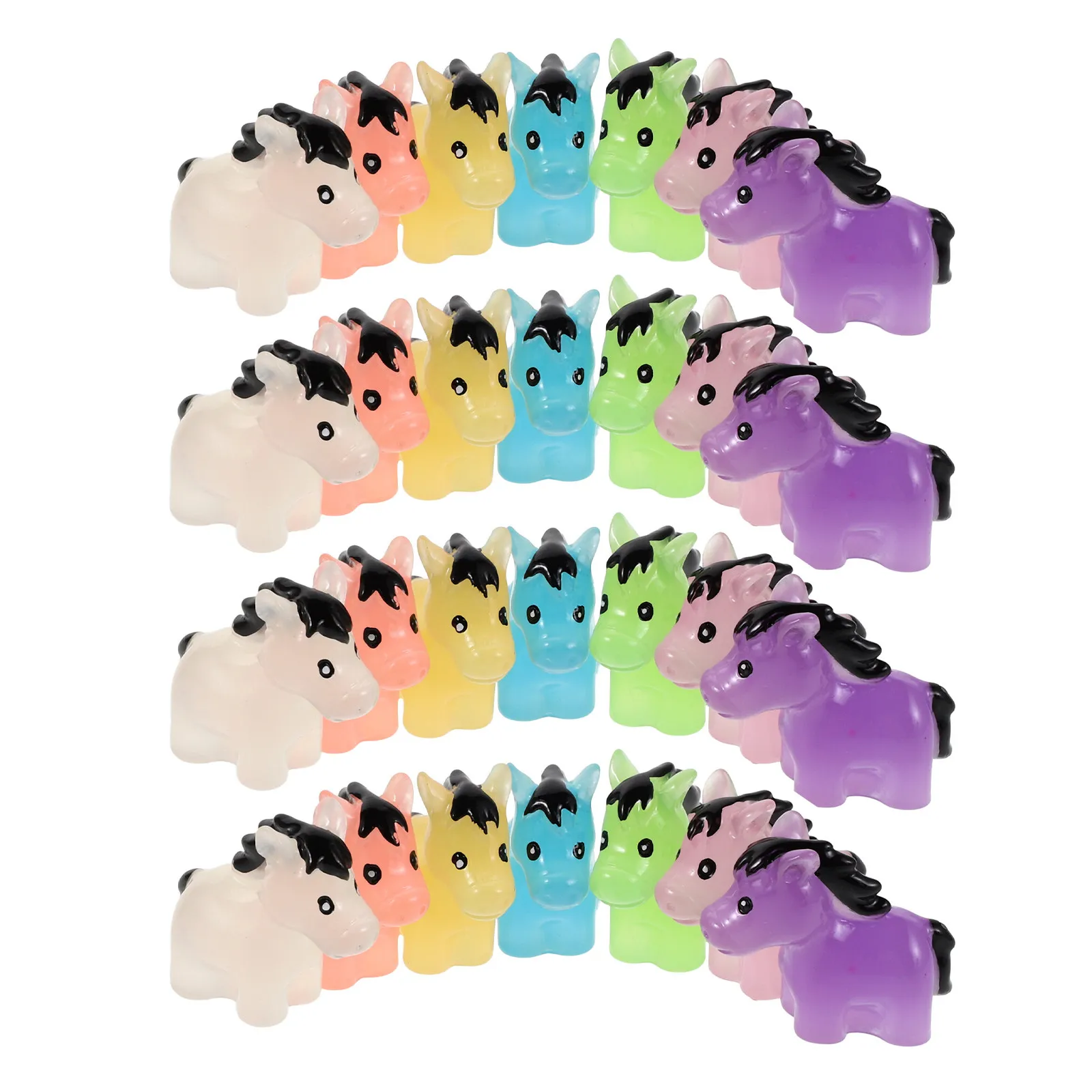 28Pcs Glow in Ornaments Mini Resin Horses Chinese Zodiac Year 2026 Feng Shui Luminous Miniature Home Office Decor