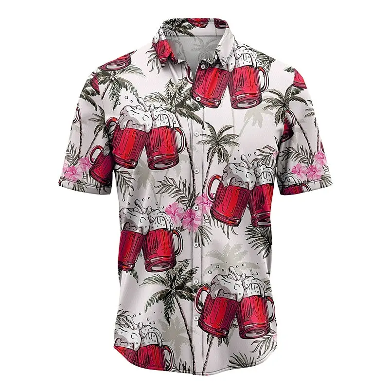 Camisas con estampado 3D de cerveza Hawaiana para hombre y mujer, camisa Harajuku de moda, ropa de calle informal, Blusa de manga corta, ropa de verano