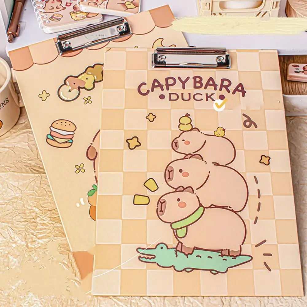 Aesthetic A4 Board Clip Folder File Storage Good-looking Capybara File Folder Document Paper Holder Writing Clipboard