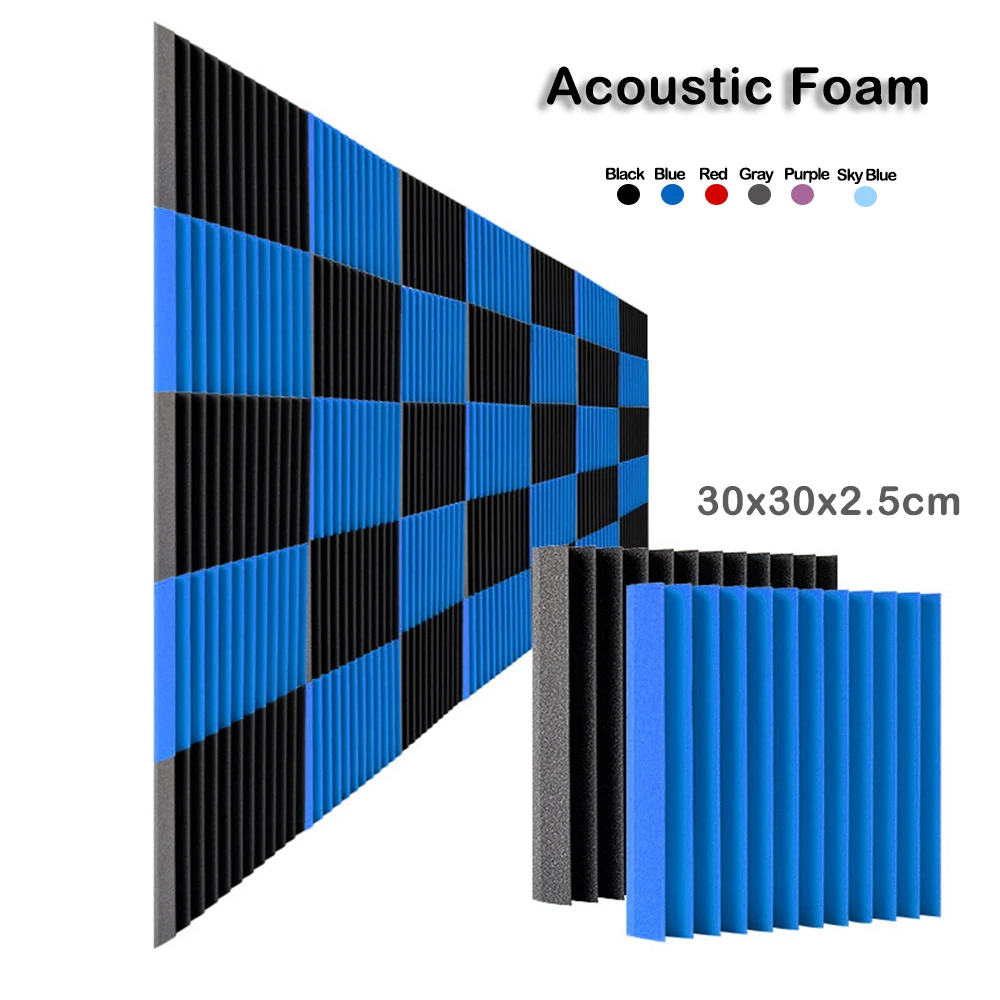 

12/24Pcs 12" X12"X1" Acoustic Foam Panel Studio Soundproof Sponge Sound-Absorbing Noise Protective Foam KTV Room Treatment Panel