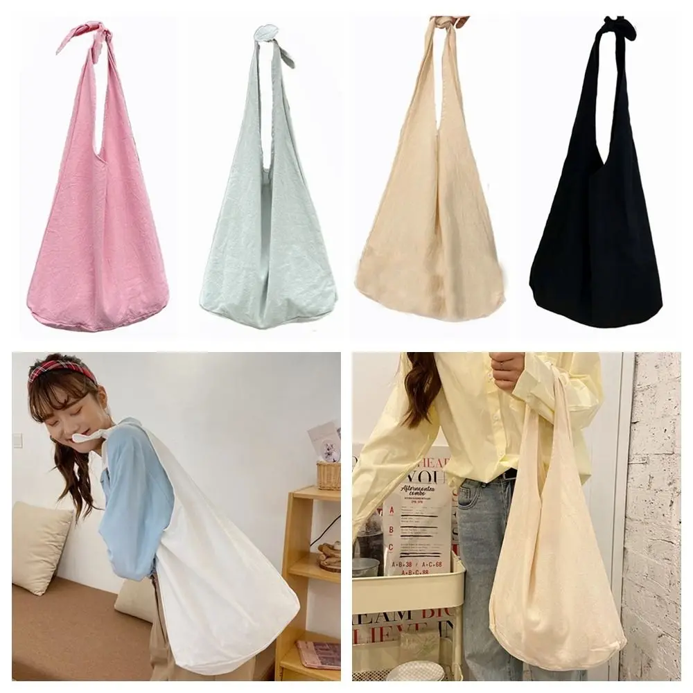 Solid Color Tote Bag Leisure Multicolor Daily Shoulder Bag Large Capacity Casual Knot Cloth Bag Women Girls