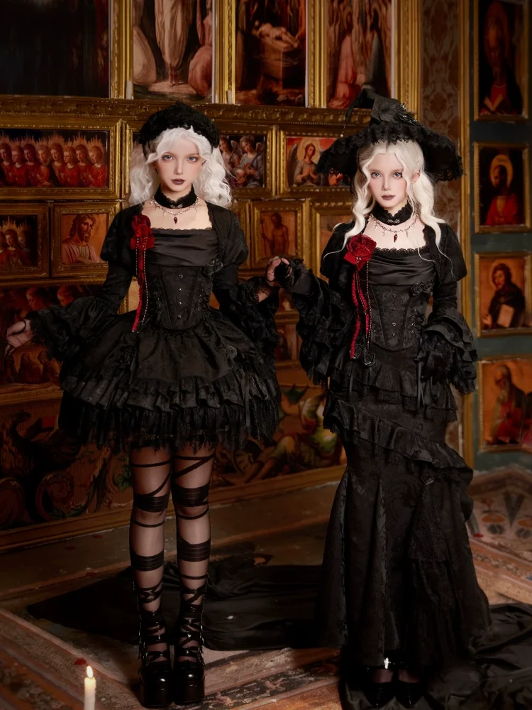 Lettre et poème crépuscule avec Puji Original gothique sorcière Corset Sk queue de poisson ensemble Lolita filles demi-jupe ensemble