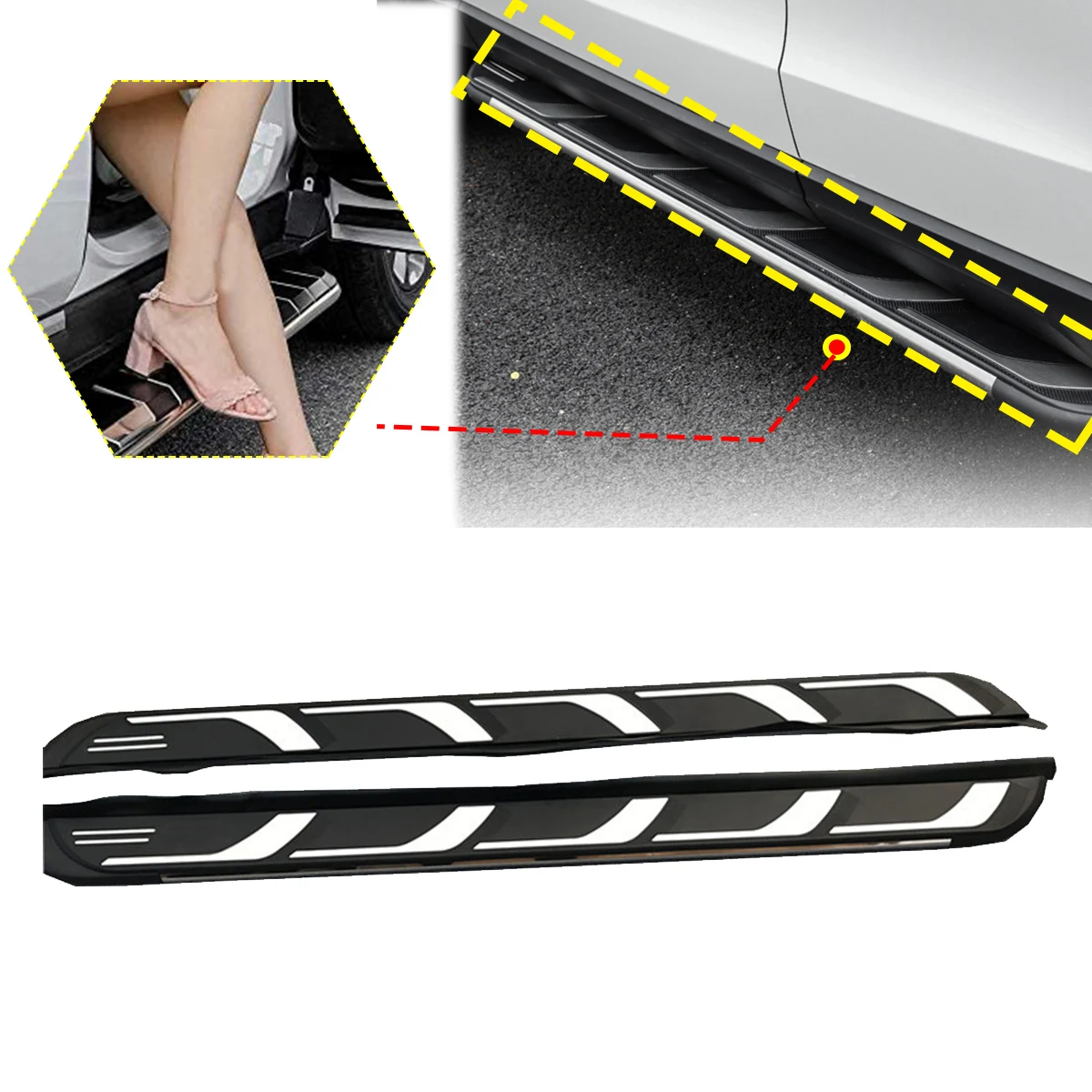 2PCS Side Step fits for Hyundai Santa Fe 2024 2025 Running Board Nerf Bars Stairs Aluminium Pedal