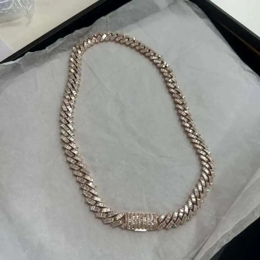 

Process Cuban Necklace Mossinate Diamond Cuban Chain Stylish Mens Necklaces 925 Silver Moissanite Cuban Link Chain