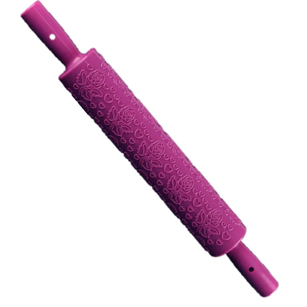 

Embossed Rolling Pin 39Cm Fondant Cake Sugarcraft Decorating Tool Plastic For Baking Pastry Diy Craft Clays Kitchen Bar