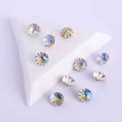 100Pcs/Pack 8mm Glass Round Fancy Rhinestone Glitter Blue Moonlight Point Back Diamond Stones Glue On Rhinestones for Dress