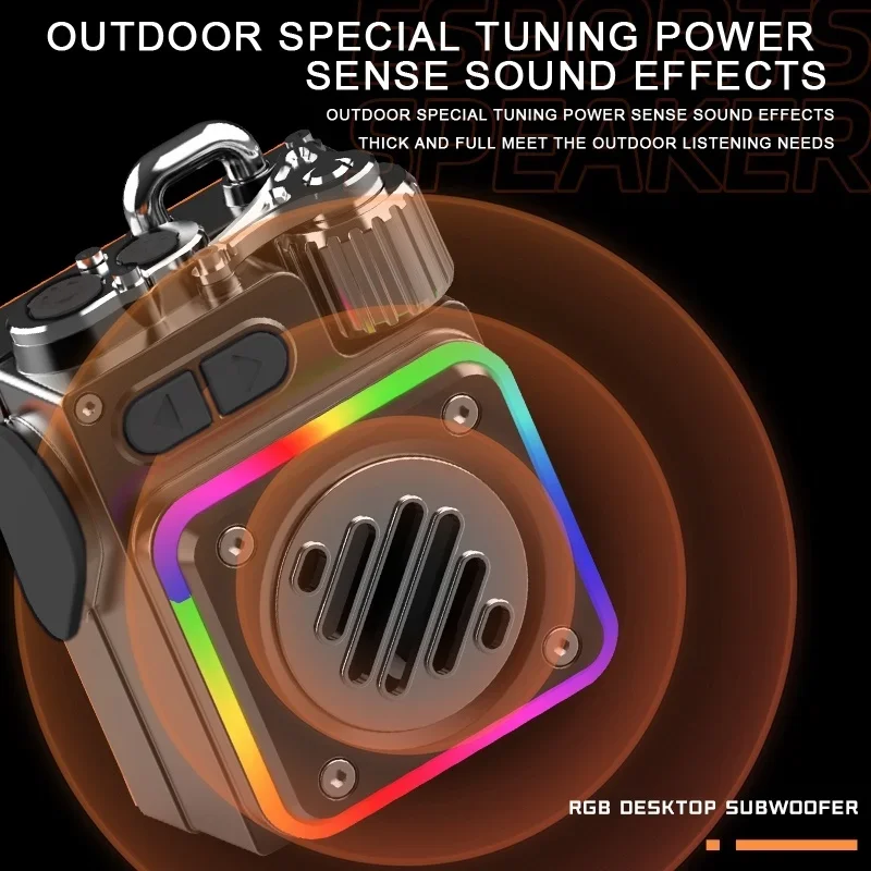 2025 جديد صغير الحجم سماعة لاسلكية تعمل بالبلوتوث مكبرات الصوت للهاتف المحمول أضواء RGB الرياضة في الهواء الطلق صندوق الصوت جيب مشغل MP3