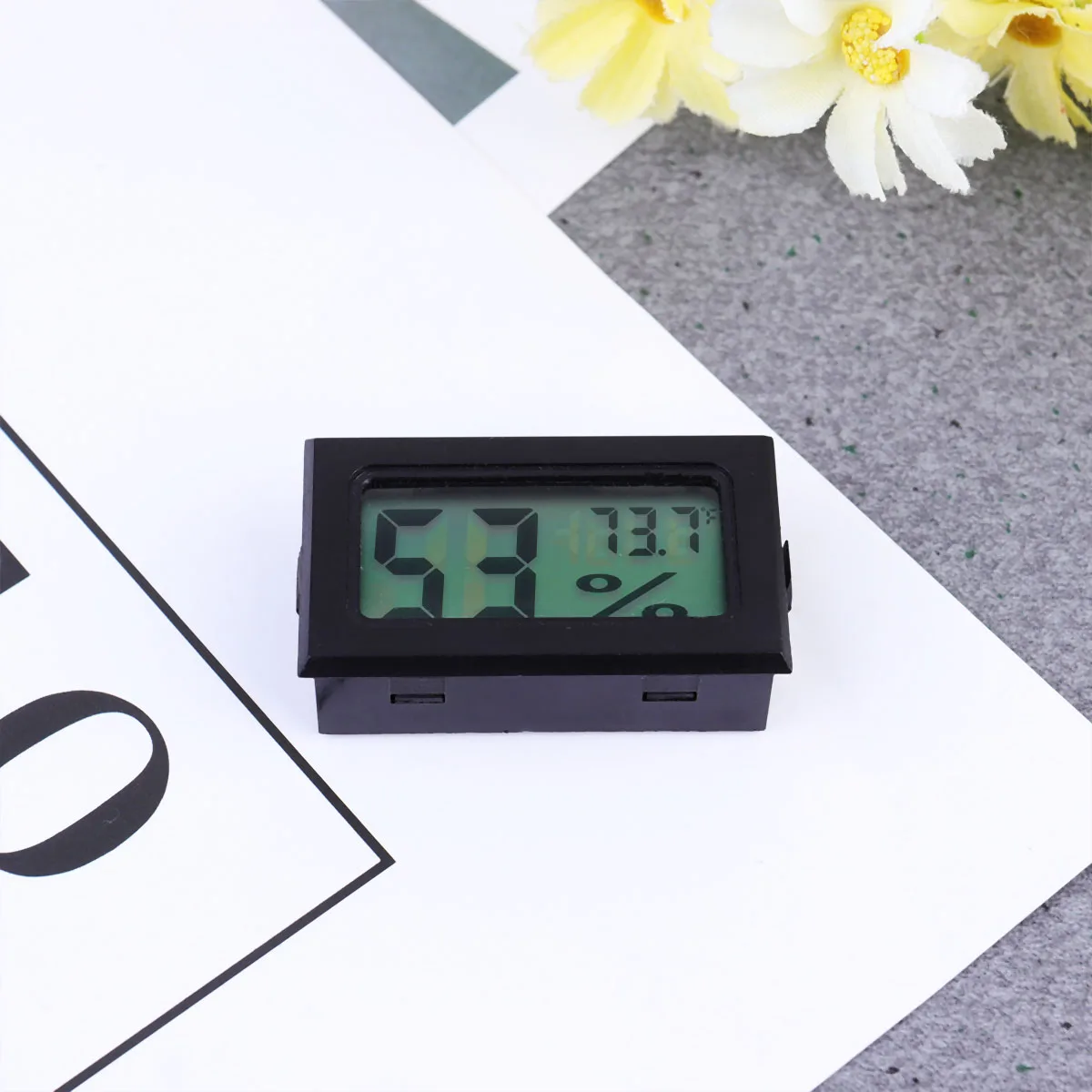 3pcs Digital Hygrometer Plastic Temperature Humidity Meter Large Display Low Power Durable Smooth Surface Indoor Outdoor Black