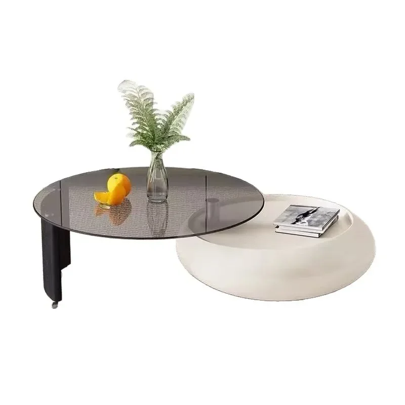Rotating cream wind coffee table small apartment living room light luxury high-end coffee table