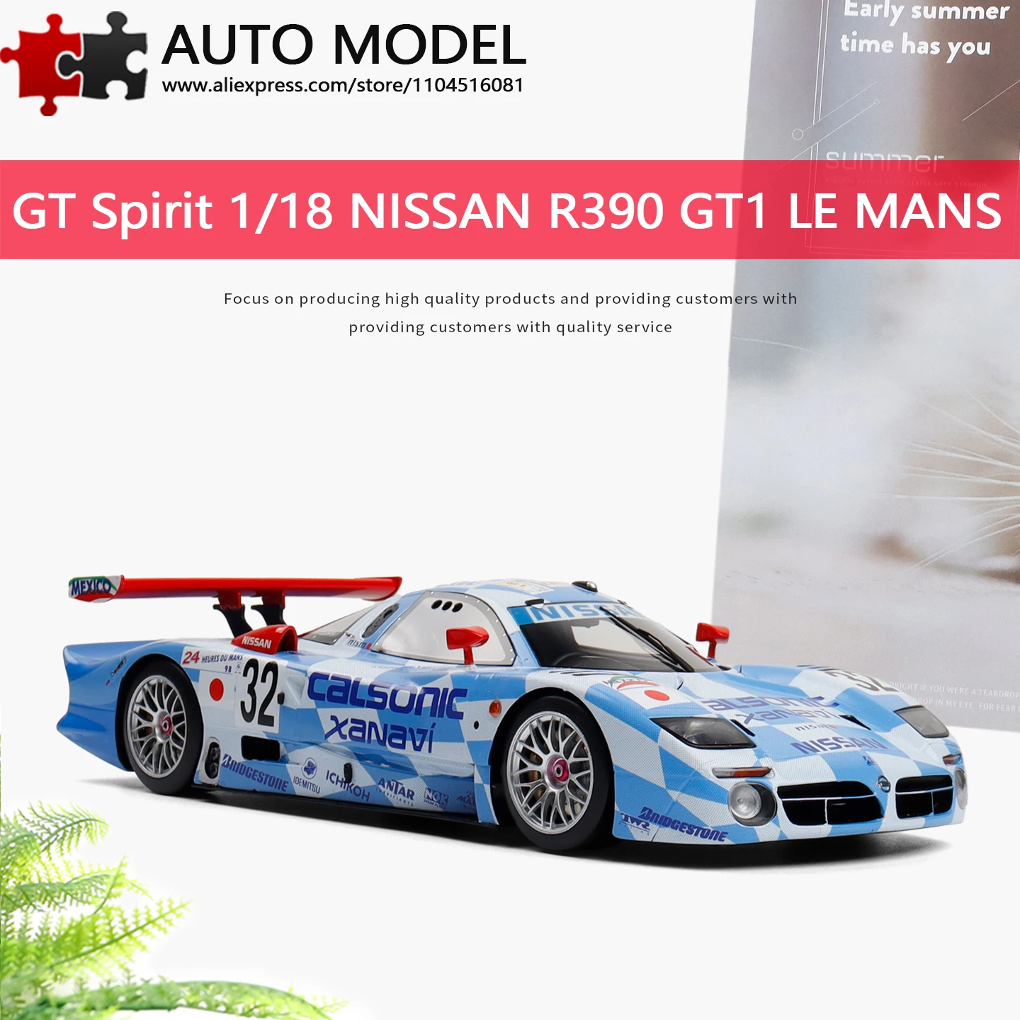 

1998 Nissan R390 Gt1 Le Mans 24H Endurance Racing Car Replica Limited Edition Gt Spirit 1:18 Die-Cast Resin Scale Static Model Adult Toy Boy's Gift