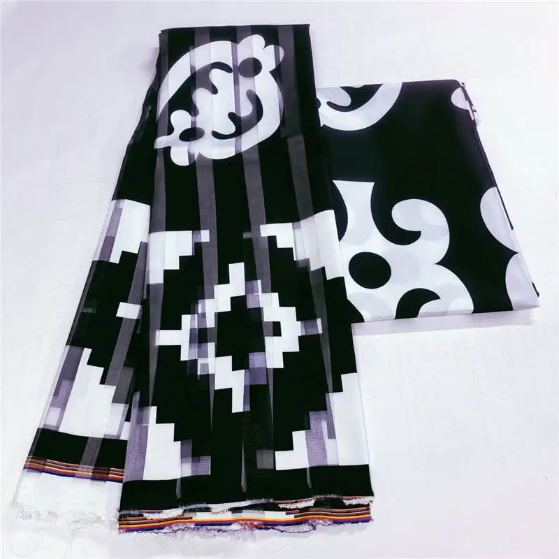 New Arrivals African Fabric Organza Satin Silk Fabric High Quality Printed Satin Fabric For Party Dress 6 Yards/lot.
