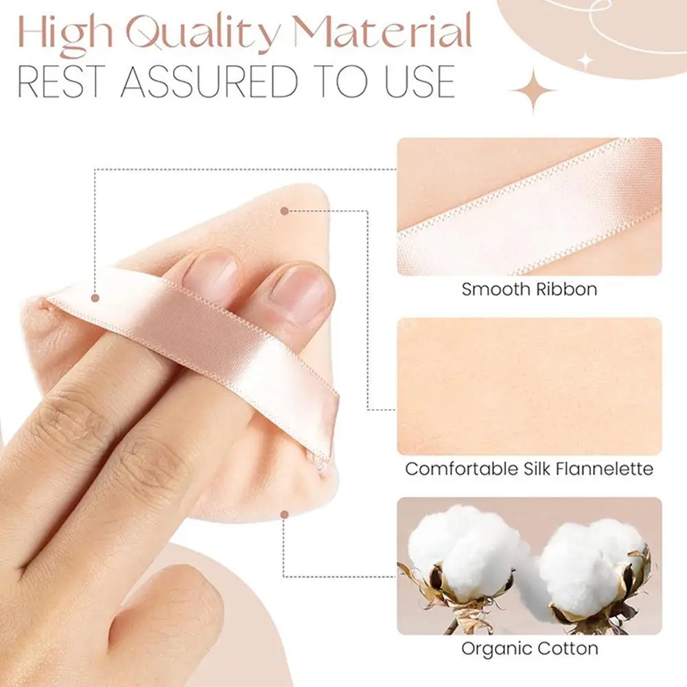 Miniesponja de terciopelo triangular para maquillaje facial, herramienta de cosmética, lavable, ligera, 4 colores, 1 unidad