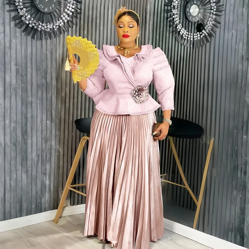 

African Clothes for Women 2 PCS Sets Tops And Skirts Suits Dashiki Ankara Outfits Gown Plus Size Wedding Party Dresses 2025