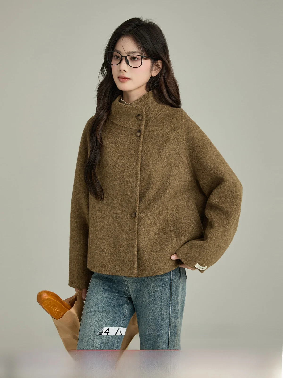 

Двустороннее шерстяное пальто Camere с воротником-стойкой, женская зимняя теплая верхняя одежда небольшого размера для поездок на работу Sle Faion