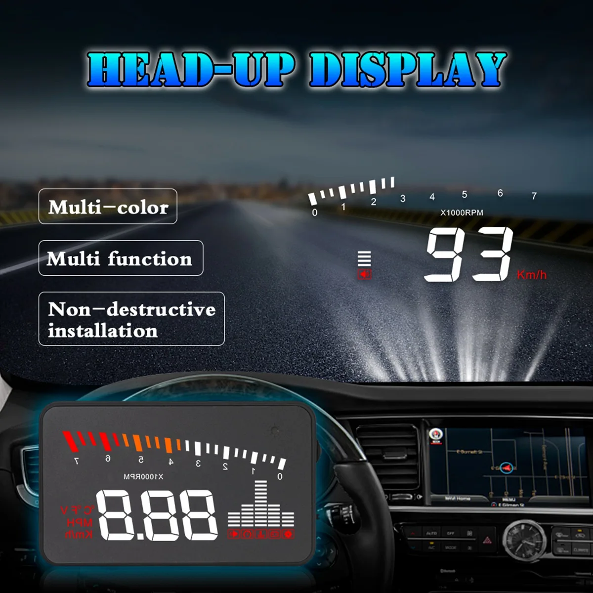 X5 Car HUD OBD II Head-Up Display sistema di avviso di velocità eccessiva proiettore parabrezza allarme di tensione elettronico automatico