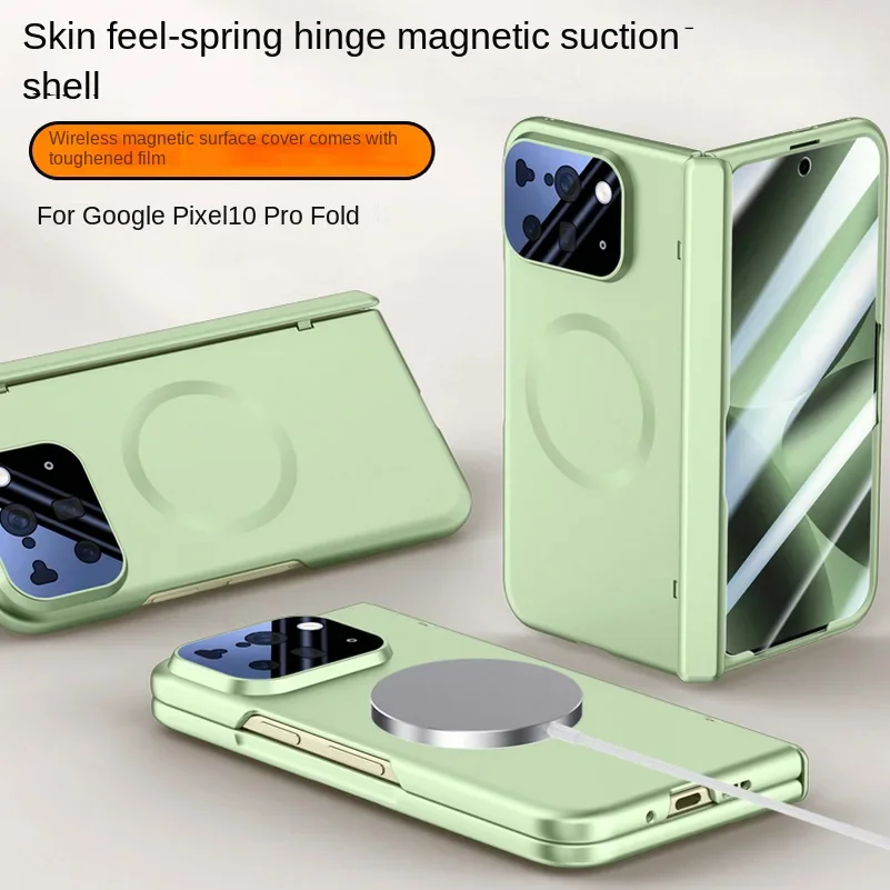

Полный защитный чехол с магнитной пленкой из закаленного стекла Magsafe для Google Pixel 10 Pro, складной пружинный шарнирный держатель, чехол