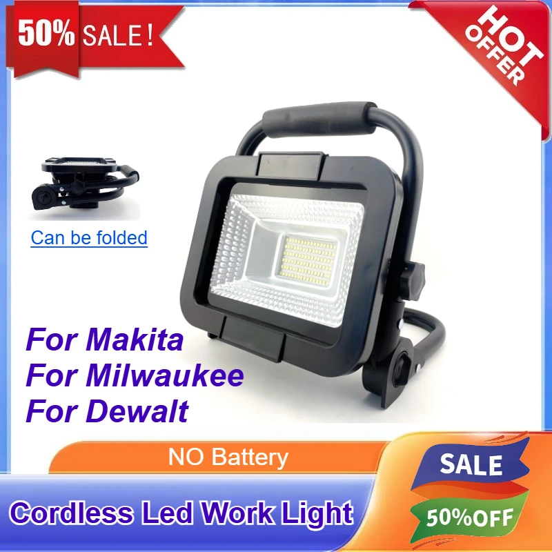 Cordless Led Work Light for Makita/Milwaukee 18V/Dewalt 20V Li-ion Battery Fishing Outdoor Working Emergency Lamp(NO Battery)