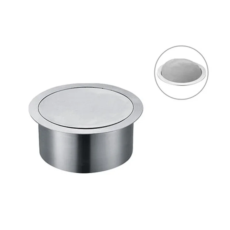 304 Stainless Steel Flush Recessed Built-in Balance Swing Round Flap Lid Cover for Trash Garbage Can Kitchen Counter Top Bin
