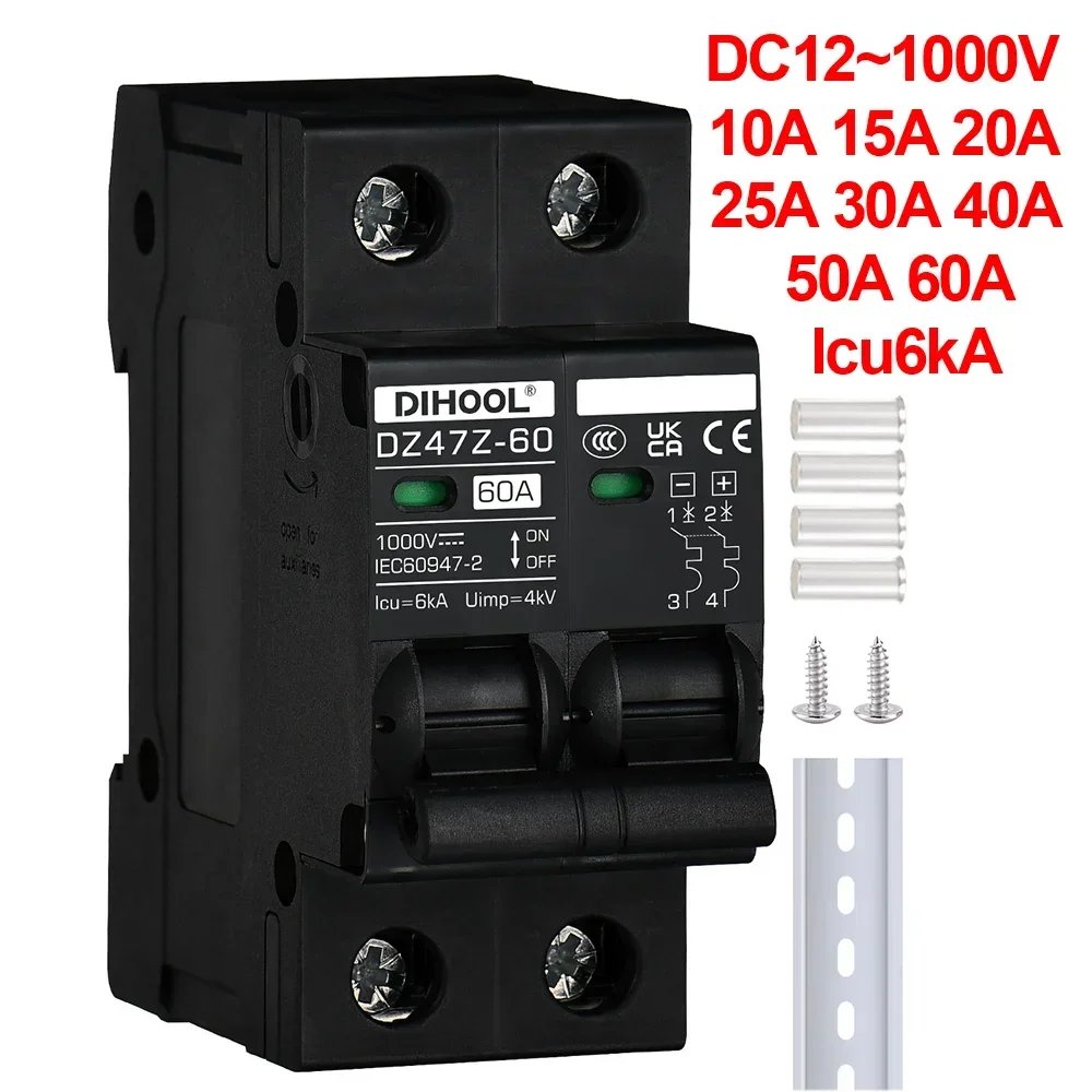 DC1000V MCB Solar DC Circuit Breaker Overload Protection Disconnect Switch 100A 120A 20A 25A 30A 40A 50A 60A Battery Protector