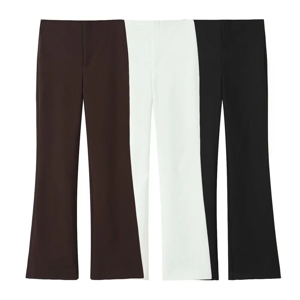 Autunno nuove donne versatili pendolarismo slim fit temperamento semplici e alla moda pantaloni a campana a vita alta