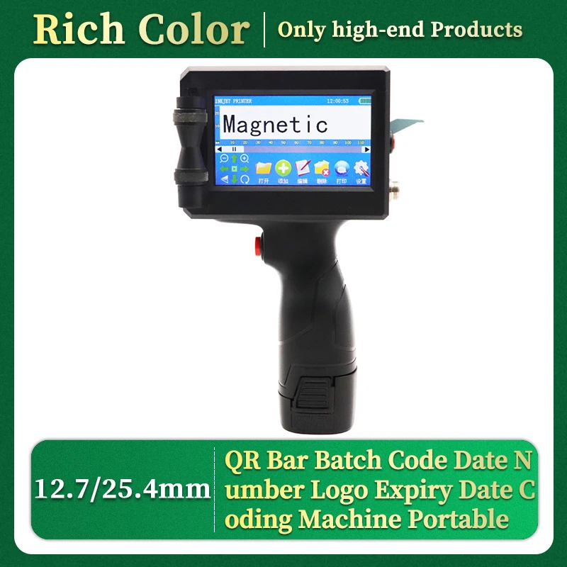 

Phezer 12.7/25.4mm Label Printer Handheld Inkjet Printer QR Bar Batch Code Date Number Logo Expiry Date Coding Machine Portable