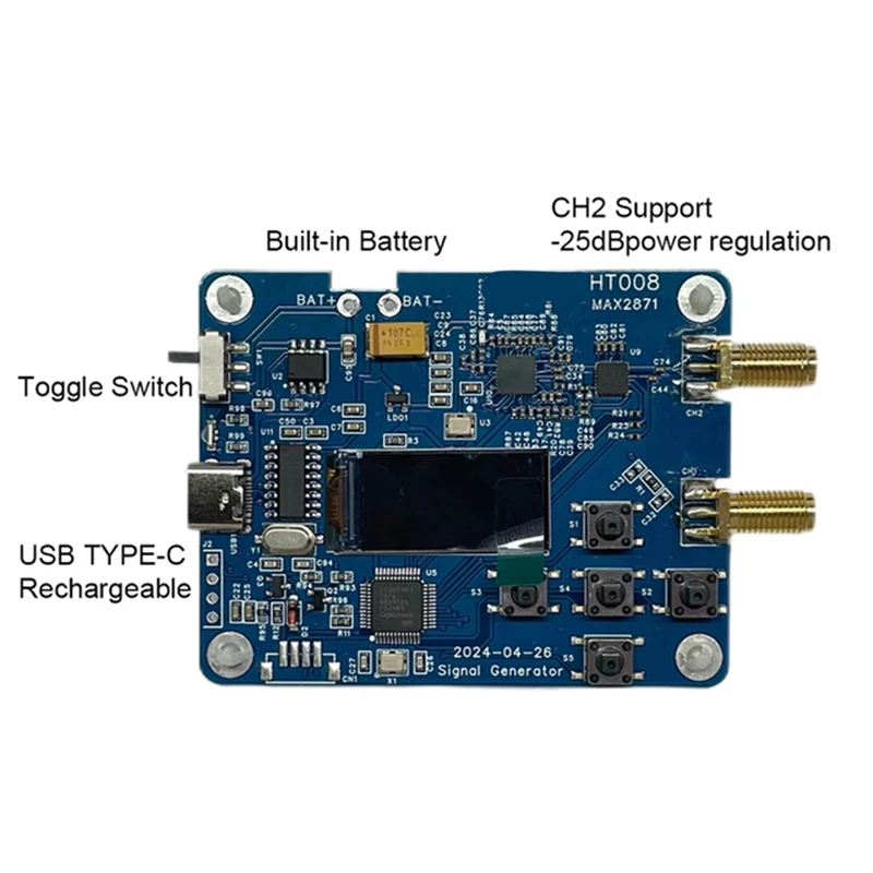 HT008 MAX2871 Signal Source 23.5-6000Mhz RF Module Consists Of Serial Control CH2 Support -25Db Power Regulation Upgrade-AU32