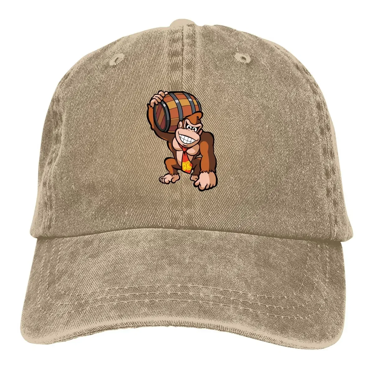 

Washed Men's Baseball Cap with Barrel Trucker Snapback Caps Dad Hat Donkey Kong Game Golf Hats