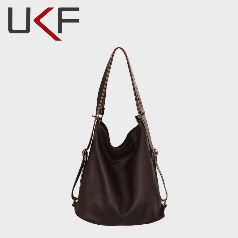 

UKF Large Capacity Tote Woman Bags Thick Leather Cross Body Lady Bag Hobos Daily Bag Women Shoulder Bag Totes 2023 New Bolas