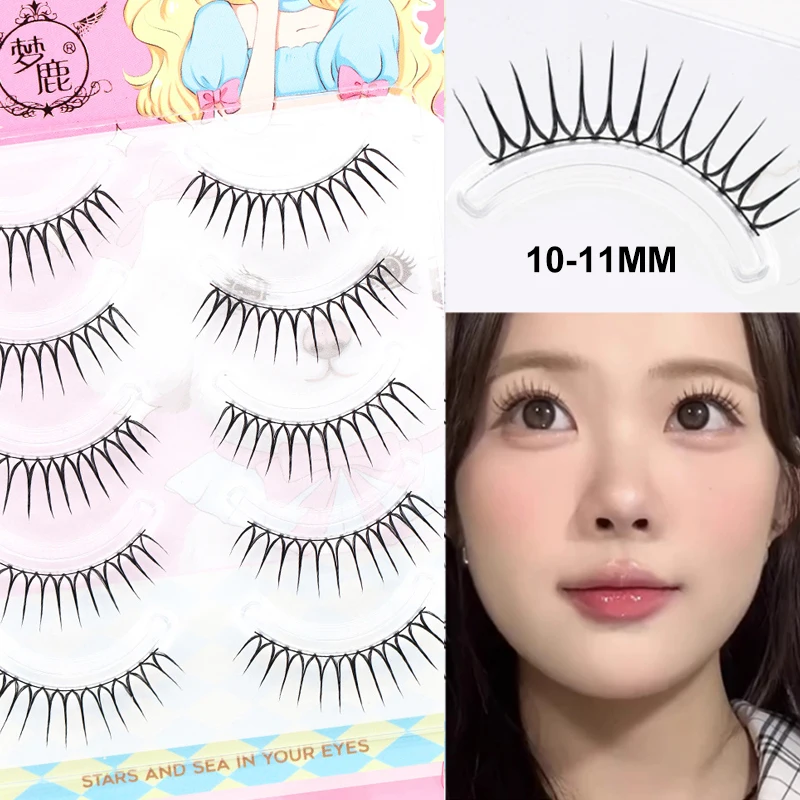 K-Pop Idol Lashes 5 Pairs U-Shape Tapered Tip Girl Group Lashes Natural Choose Black or Clear Band Natural Eye-Lifting Effect