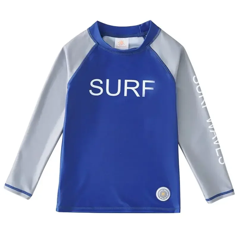 어린이 UPF 50+ 태양 보호 탑 소년 소녀 긴 소매 서핑 T 셔츠 여름 빠른 건조기 비치 수영복 수영복