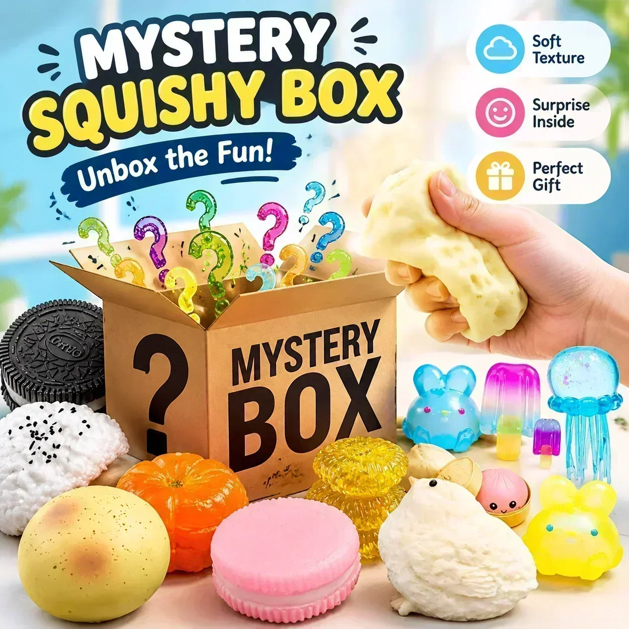 Butter Shape Squishy Sensory Fidget Toy Stress Relief Squeeze Decompression Gift Blind Box Random Mystery Box Kids 1PC Food